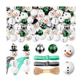 Landical 180 Piece Summer Christmas in July DIY Christmas Snowman Wooden Bead Crafts DIY Ornaments Buffalo Plaid Wood Round Bead Xmas Print Wooden Beads with Twine Scarf for Crafts(Fresh Colors)