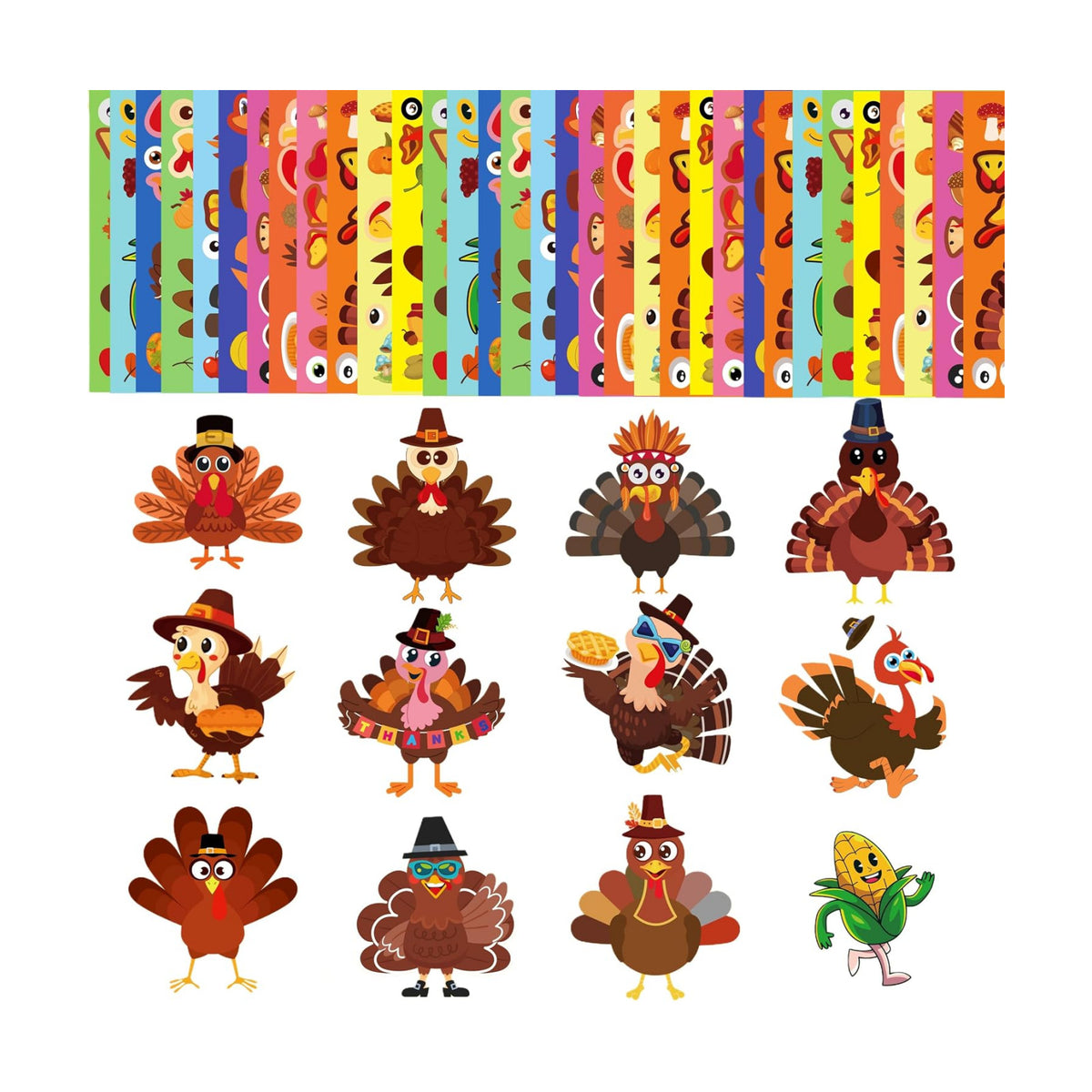 Large Size Thanksgiving Make-A-Turkey Stickers,DIY Thanksgiving Crafts,Turkey Crafts,Turkey Games for Family,Party Decorations Gifts Activities