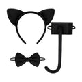 3 Pieces Black Cat Ears Headband Costume Accessories Set – Cat Ears Headwear, Tail, and Bow Tie for Halloween, Animal Cosplay, School Plays, and Dress-Up Parties for Kids and Adults