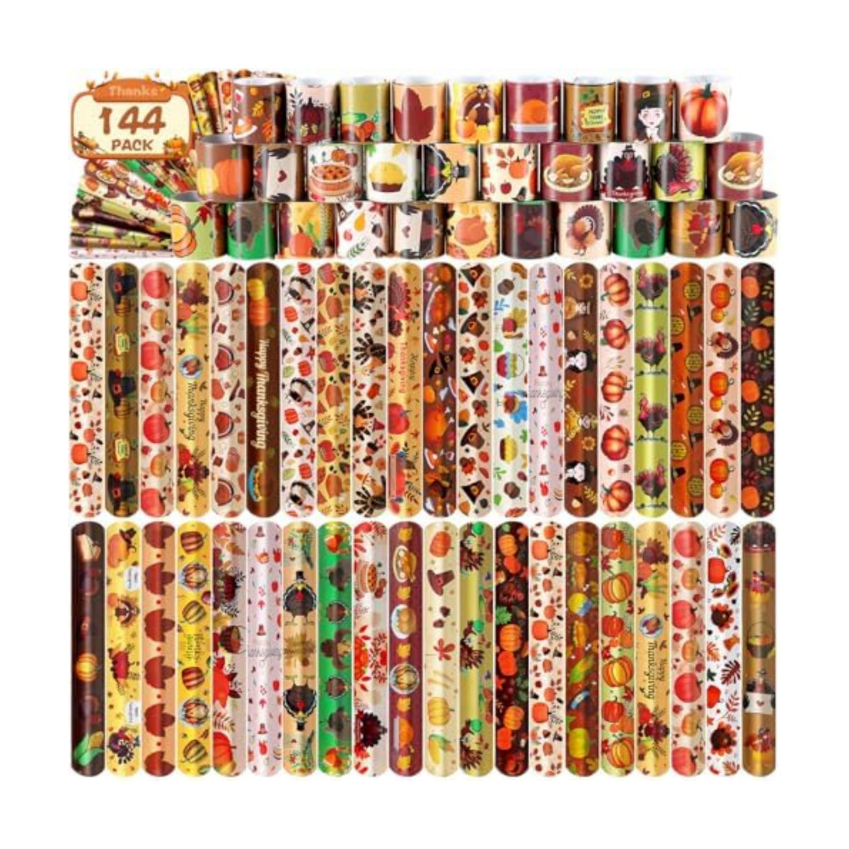 LUYI Thanksgiving Fall Slap Bracelets - 36pcs Autumn Theme Snap Wristbands for Party Favors, Table Decorations & Holiday Gatherings