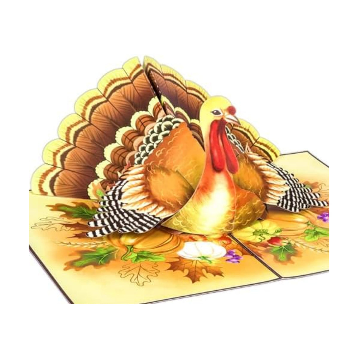POPWOW Thanksgiving Turkey Pop Up Card, Pumpkin, Give Thanks, 3D Popup Greeting Cards, Gifts for Mom, Grandma, Girl, Women, Fall Table Decorations, 5x7 - Includes Envelope And Message Note
