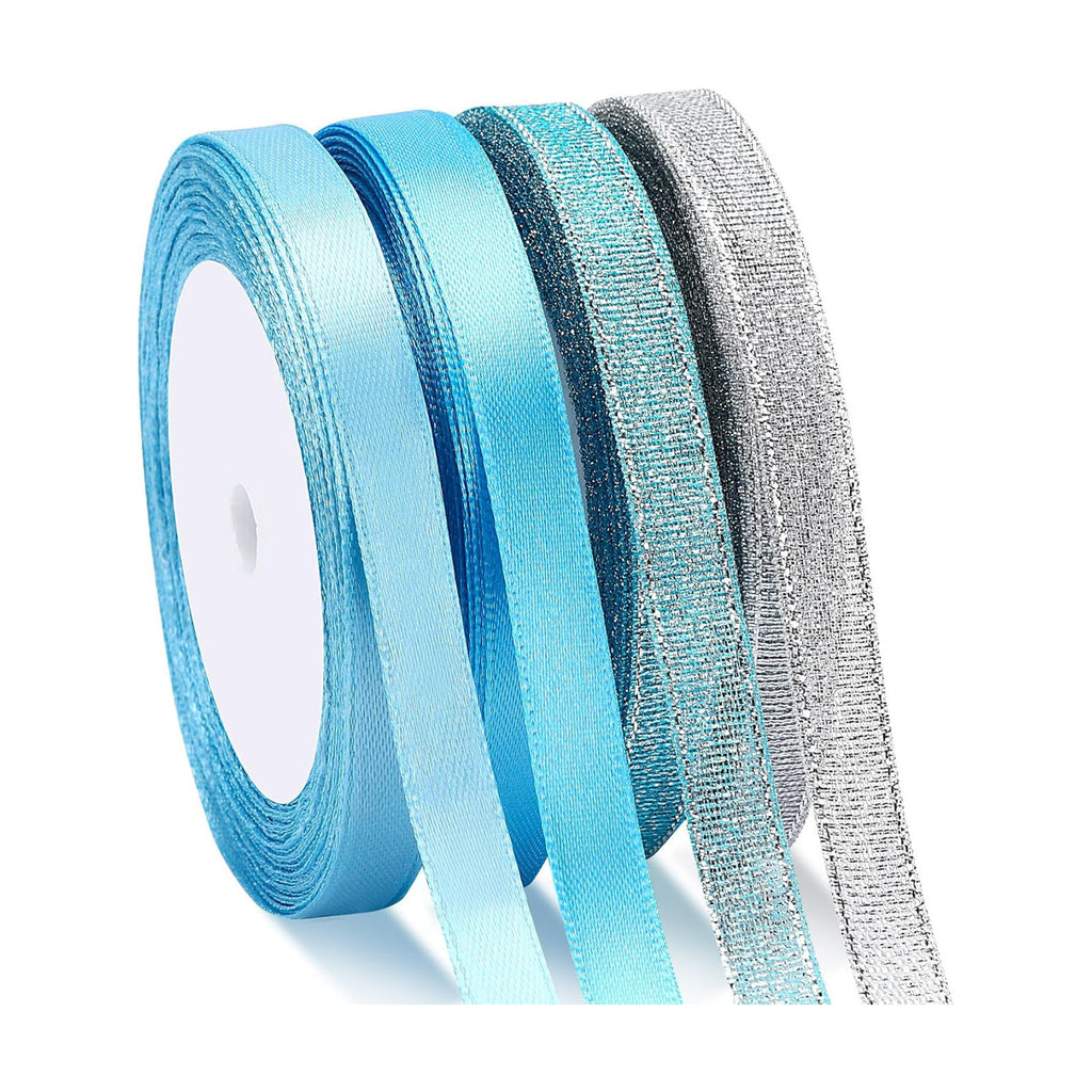 DECYOOL 4 Rolls 100 Yards Winter Ribbons Christmas Satin for DIY Crafts
