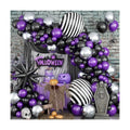 Halloween Balloon Garland Arch Kit, 135PCS Nightmare Theme Balloons,Purple Black Silver Balloons with Foil Starburst Balloon for Spooky Party, Dark Style Birthday, Gothic Theme Party Decor