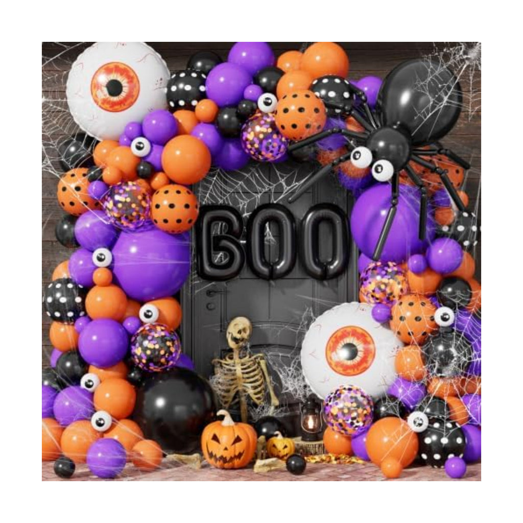 Halloween Balloon Garland Arch Kit, Purple Orange Black Balloons