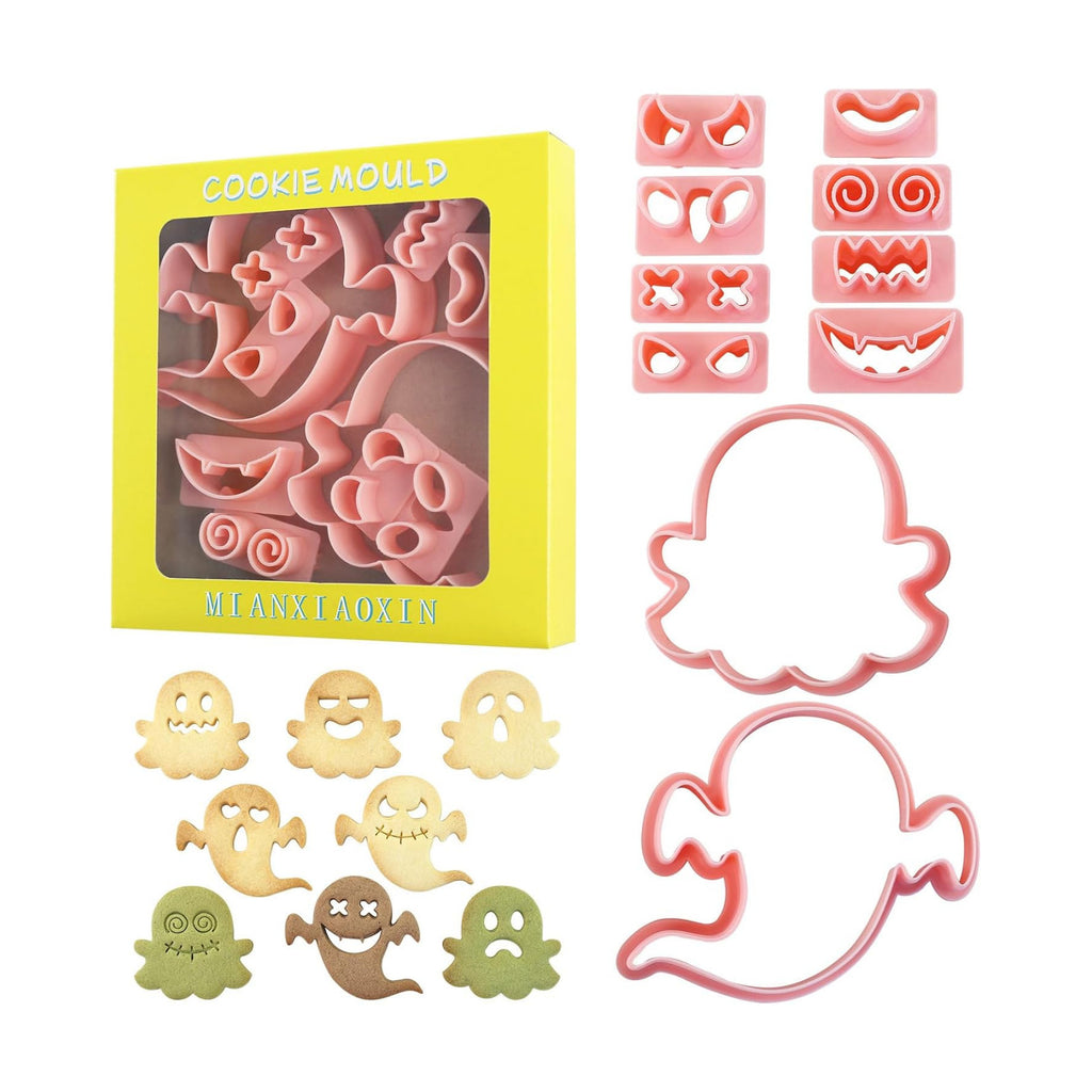 10Pcs Halloween Ghost Cookie Cutters DIY Mix Match Ghost Face Baking Molds