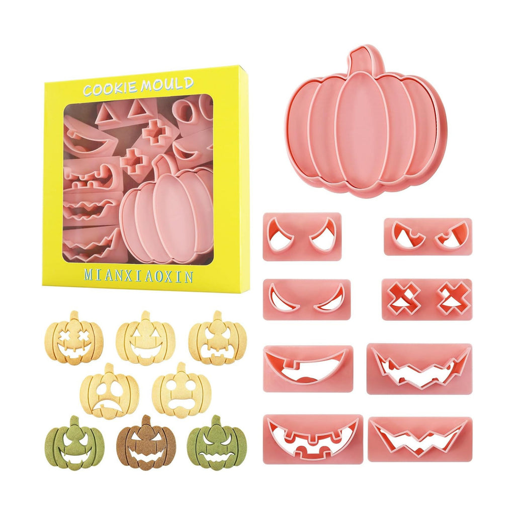 10 Pcs Mini Pumpkin Face Cookie Cutters DIY 3D Halloween Cookie Stamps