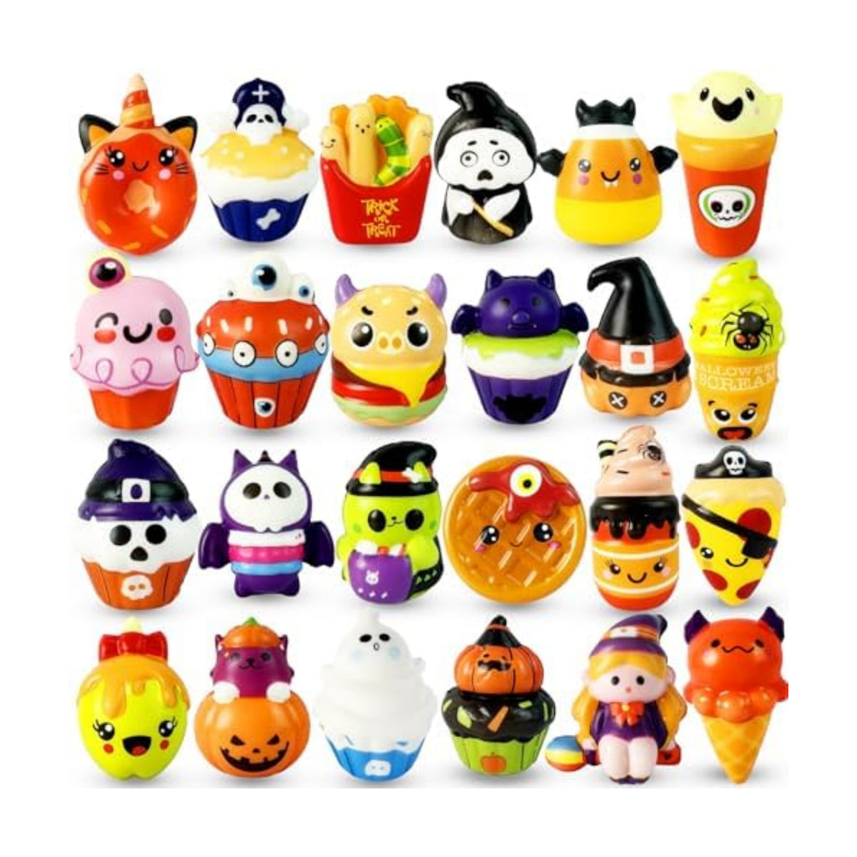 24PCS Halloween Squishies Toys for Adults,Slow Rising Stress Toys,Halloween Trick or Treat Toys,Party Favors Toys for Adults,Soft Fidget Squeeze Toys for Anxiety Relief