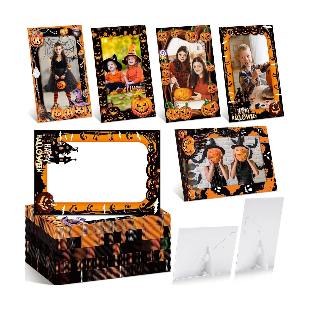AmazingSpark 50 Pack Halloween Photo Frames 4x6, Paper Picture Cards