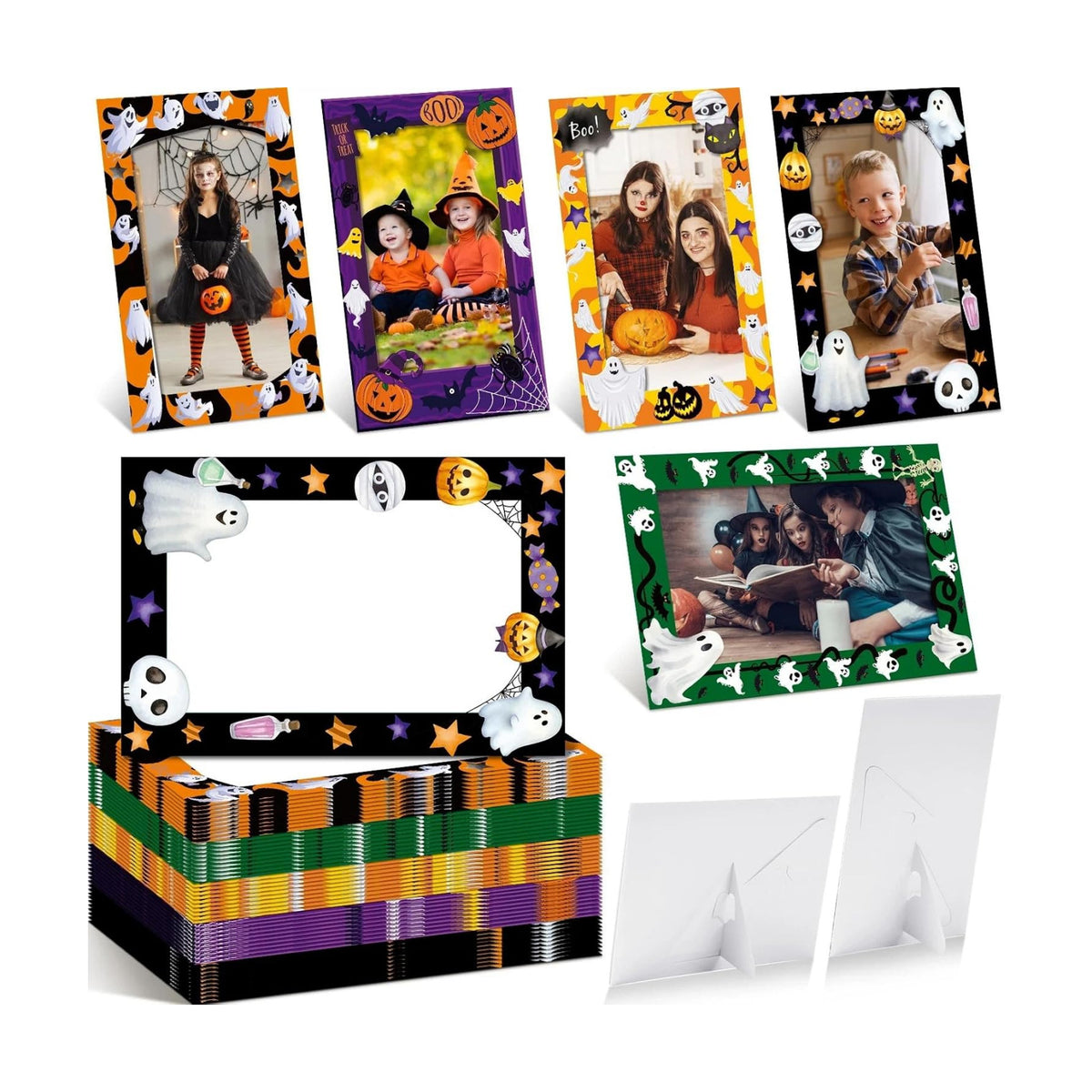 AmazingSpark 50 Pack Photo Frames 4x6 with Stands, Halloween Ghost