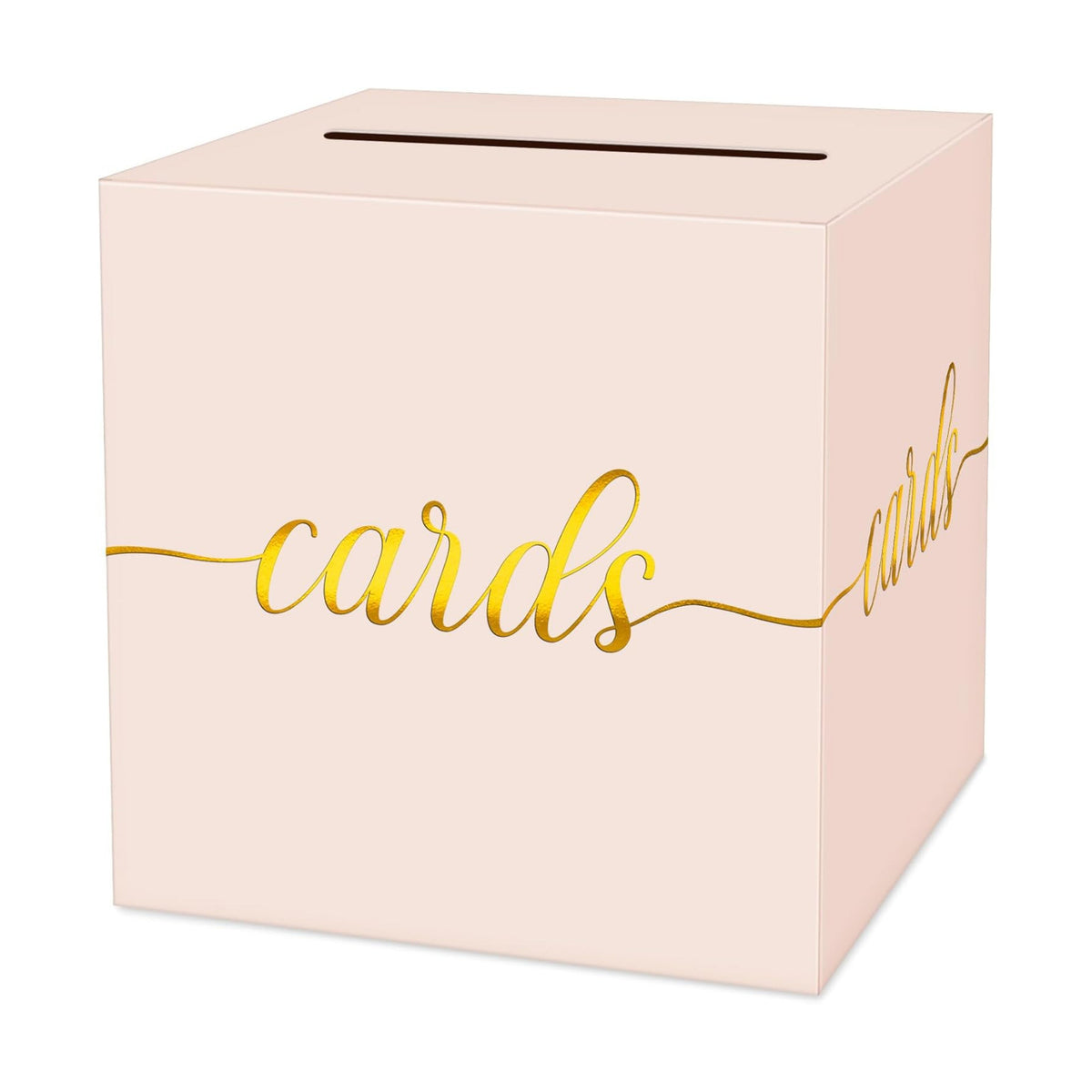 Blush Pink and Gold Foil Card Box for Party, 8.7", 1 Pack