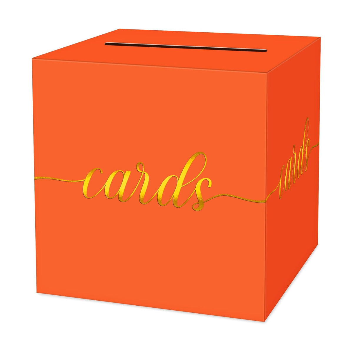 Orange and Gold Foil Card Box for Party, 8.7", 1 Pack