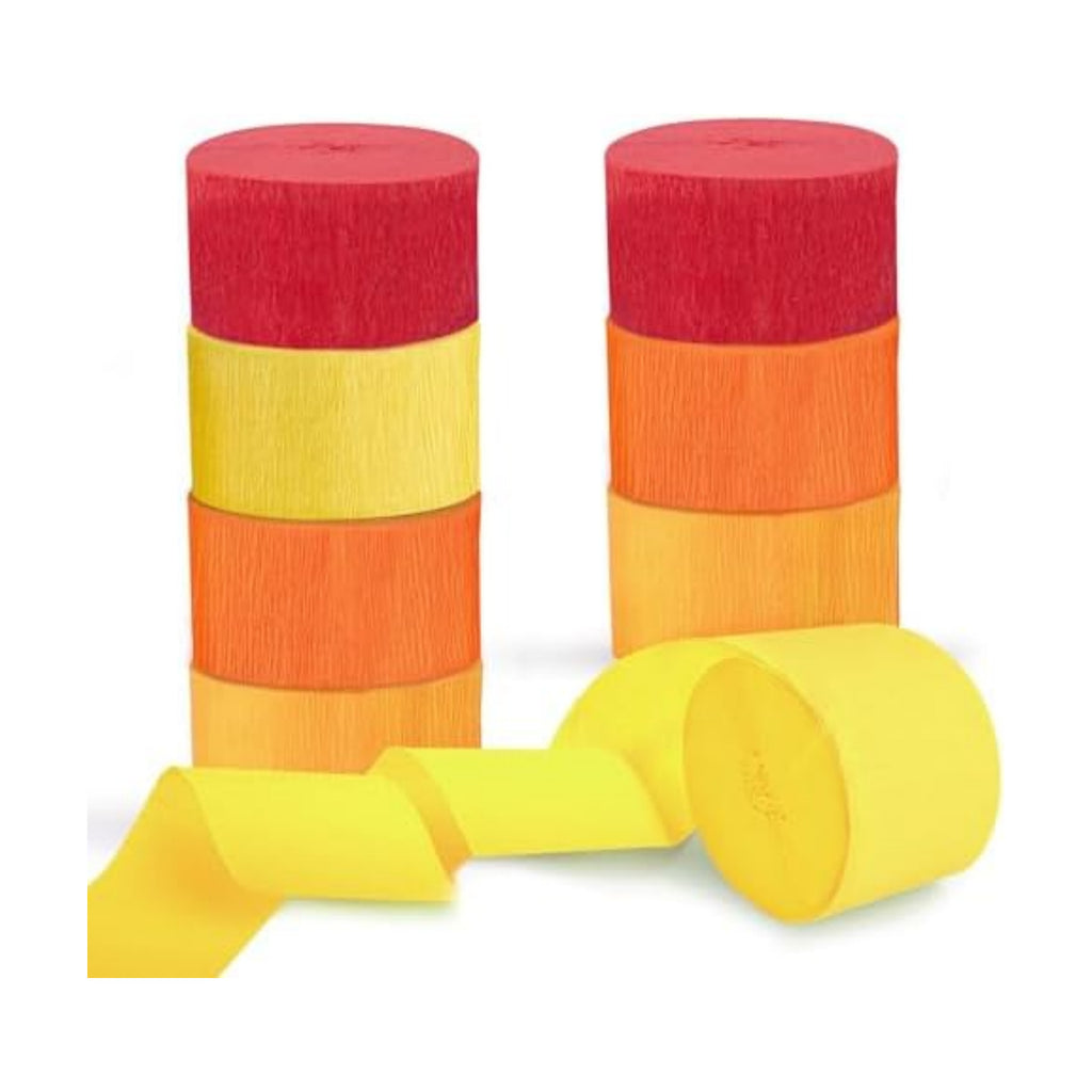 Orange Streamers Party Decorations, 8 Rolls Red Orange Yellow Crepe Paper Streamers for Fall Thanksgiving Party Decorations, Birthday & Home Backdrop Decorations