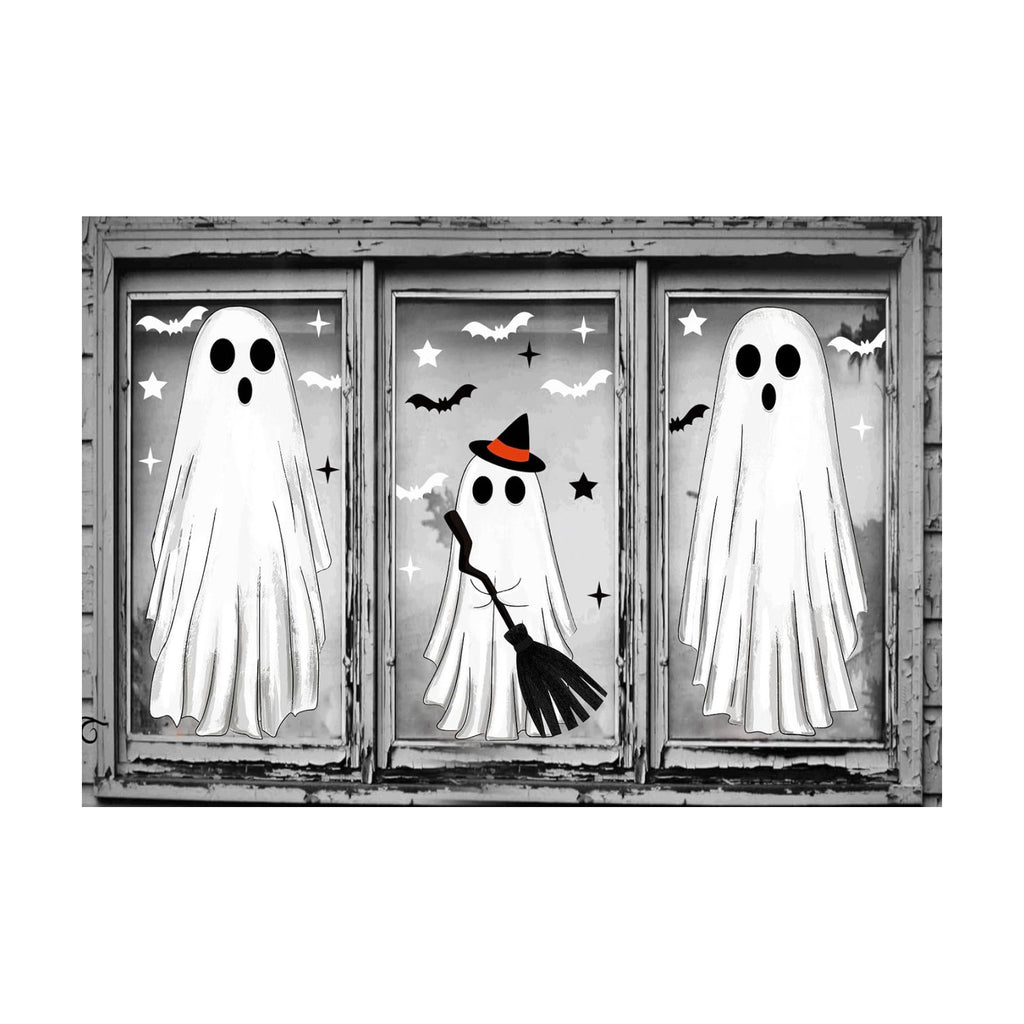 Large Halloween Window Clings for Glass Windows Ghosts Silhouette