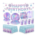 195Pcs Mermaid Birthday Party Decorations, Mermaid Tableware Party Supplies