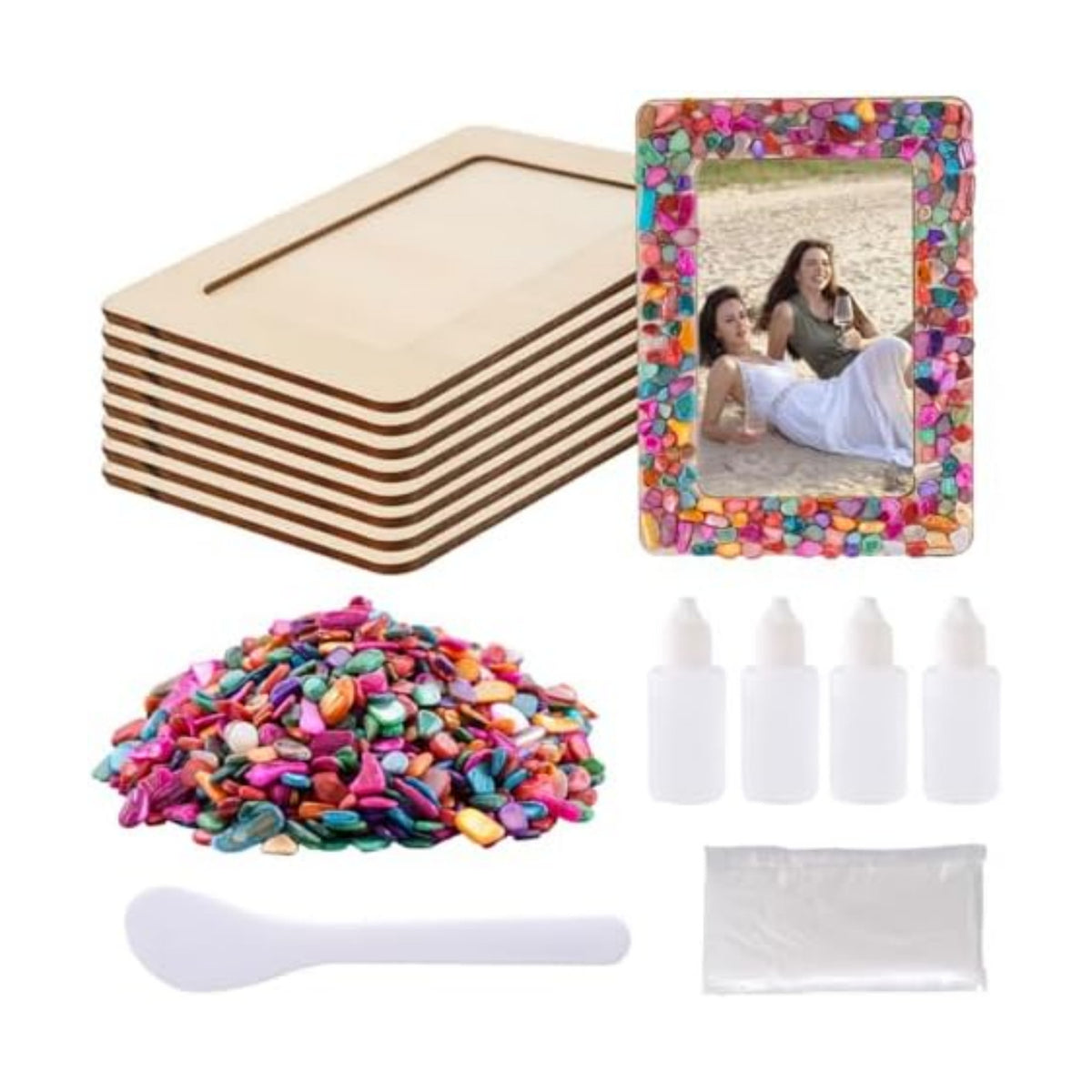8 Packs DIY Mosaic Frame Craft Kit for 4*6 Photo,Wooden Picture Frames Kit