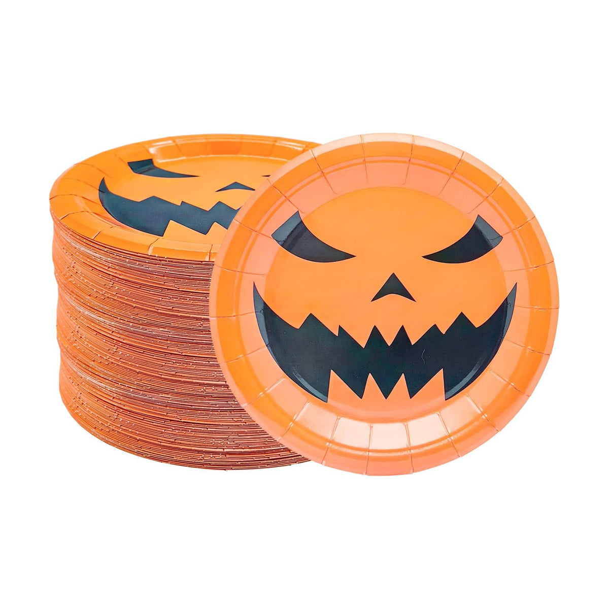 50Pcs Halloween Party Supplies Halloween Paper Plate 7Inch Pumpkin Plates Fall Pumpkin Monster Paper Plates for Haunted House Themed Black Orange Fall Birthday Party Decorations (Yellow)