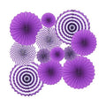 Purple Hanging Paper Fans, 12 Pieces Hanging Party Decorations Round Pattern Paper Garlands for Birthday, Wedding, Thanksgiving Day, Halloween Party