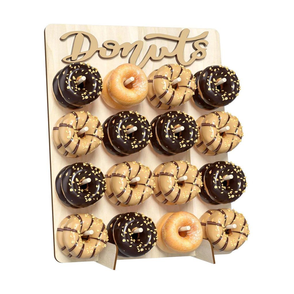 Wood Donut Wall Display Stand Holds 16 Donuts, 1 Pack Natural