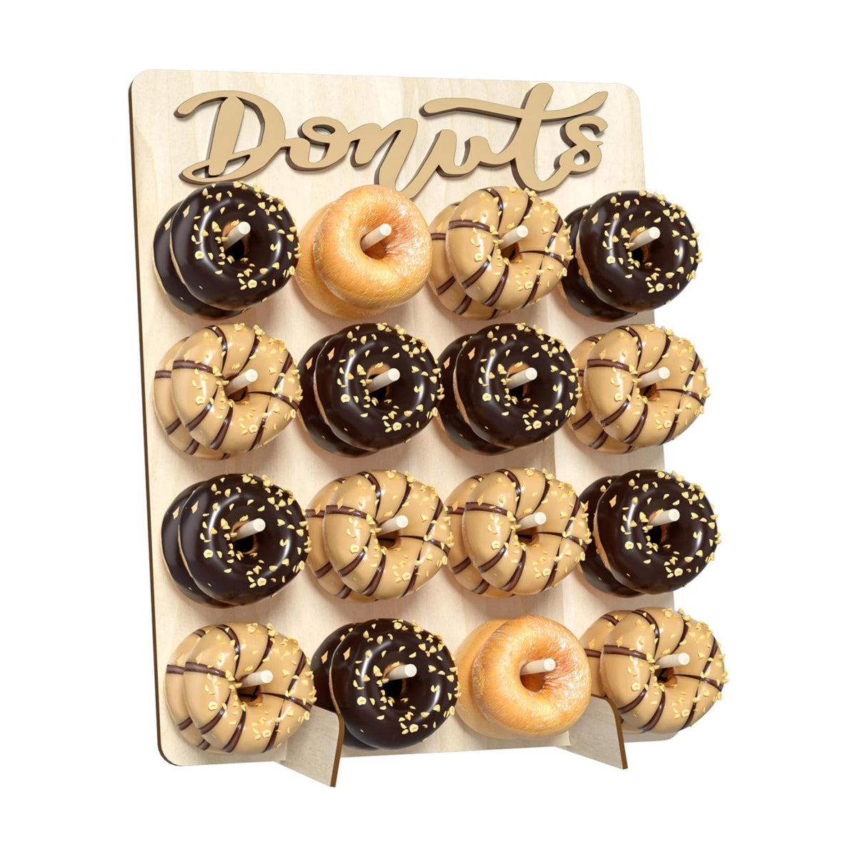 Wood Donut Wall Display Stand Holds 16 Donuts, 1 Pack Natural