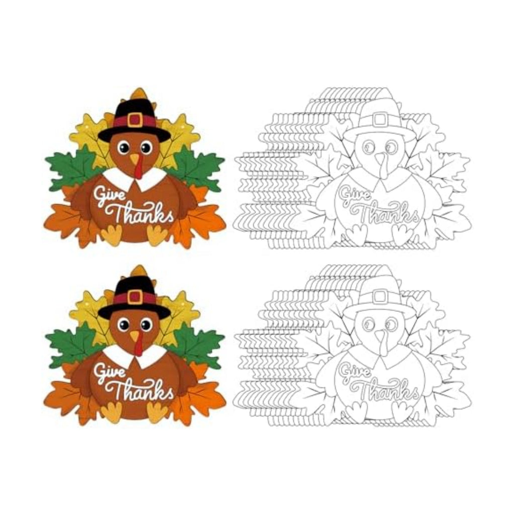 Sereliy 24 Pcs Thanksgiving Wreath Crafts Color Your Own Turkey Crafts