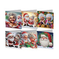 6Pcs Christmas Greeting Card DIY Diamond Art Painting Greeting Cards Blessing Folding Card Kit with White Envelopes Diamond Arts Crafts for Birthday Festival Gift-Santa Claus01