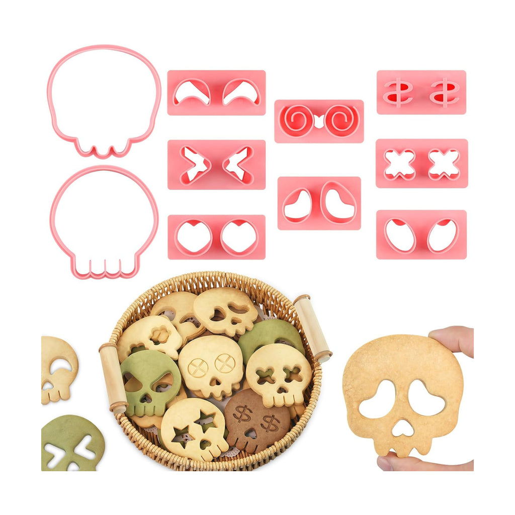 HUAKENER Halloween Cookie Cutters Set, Skull Cookie Cutter, Biscuit Molds
