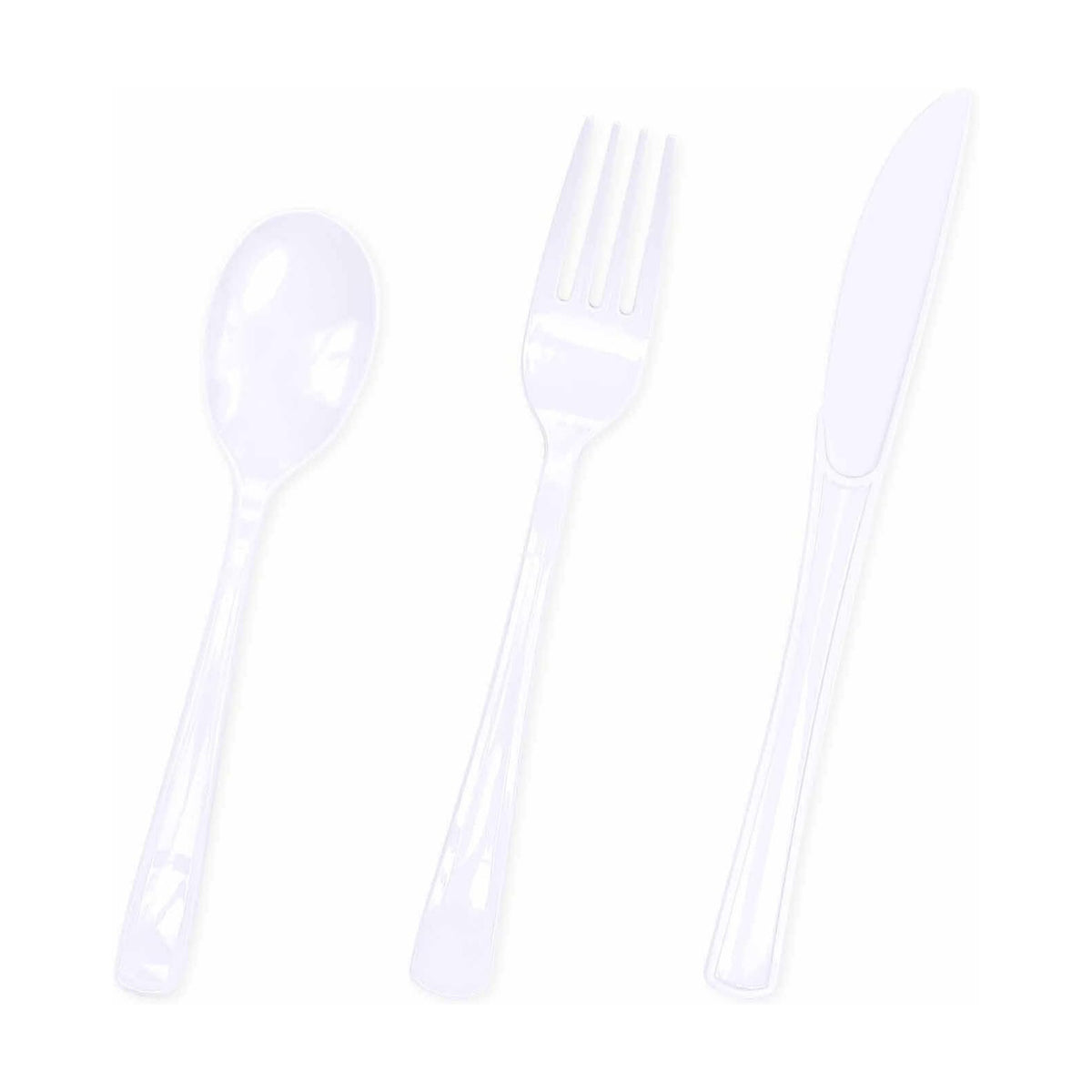 HEIPINIUYE 75 Pack White Plastic Cutlery Heavy Duty White Plastic Knives Forks and Spoons Disposable Silverware Set for 25 Guest Camping Birthday Baby Shower Party Cutlery Set