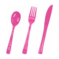 HEIPINIUYE 75 Pack Hot Pink Plastic Cutlery Heavy Duty Hot Pink Plastic Knives Forks and Spoons Disposable Silverware Set for 25 Guest Camping Birthday Baby Shower Party Cutlery Set