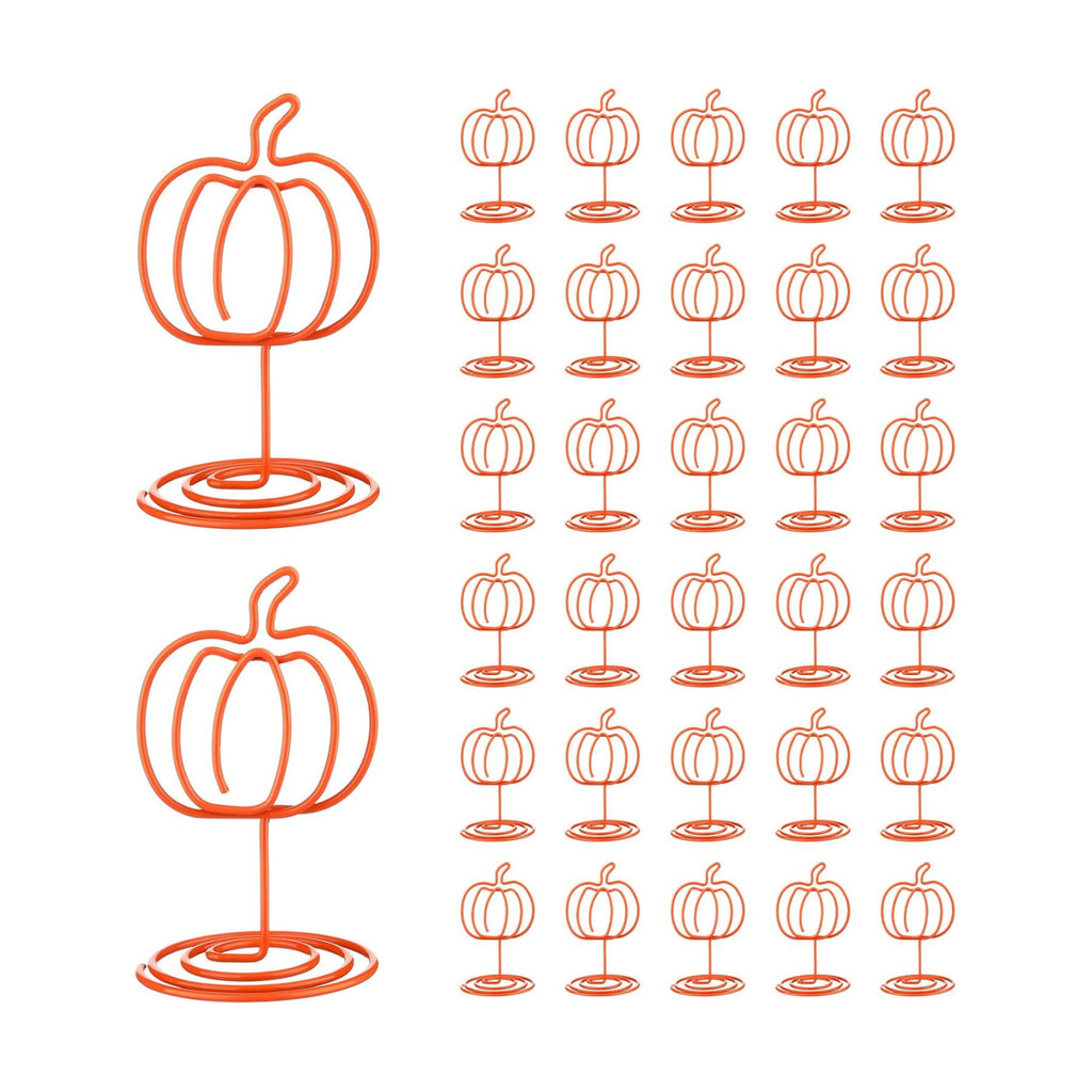 Rtteri 30 Pcs Orange Pumpkin Picture Holders 2 Inch Fall Table Number