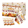 3 Pcs Thanksgiving Tablecloth Disposable - Give Thanks Tablecloths, Maple Leaves Pumpkin Fall Table Cloth Plastic Rectangle Table Cover for Thanksgiving Party Decorations Supplies Favors, 54x108 Inch