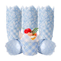 Maxdot 200 Pcs Blue Gingham Tulip Cupcake Liners for Baking Plaid Paper Muffin Baking Cups Checkered Tulip Muffin Liners Wrappers for Bridal Baby Shower Wedding Birthday Party Decor