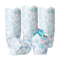Maxdot 200 Pcs Winter Snowflake Tulip Cupcake Liners for Baking Blue Silver Snowflake Paper Muffin Baking Cups Christmas Tulip Muffin Liners Wrappers for Xmas Winter Birthday Party Supplies