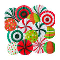 15 Pcs Christmas Candy Party Hanging Decorations – Red Green White Peppermint Paper Lanterns and Honeycomb Fans Set for Holiday Home Wall Ceiling Décor, Winter Birthday, Xmas Backdrops