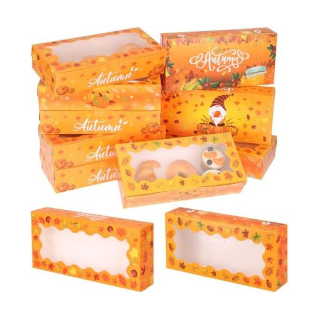 CIEOVO 24 Pcs Fall Cookie Boxes with Window, Autumn Maple Leaf Cookie Gift Cardboard Paper Treat Boxes for Fall Harvest, Wedding Thanksgiving Party Supplies