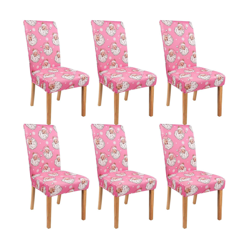 Christmas Chair Covers for Dining Room Set of 6 Christmas Santa Claus Dining Chair Protectors 6 Pcs Stretch Removable Washable Chair Slipcovers 6 Pack for Winter Xmas Holiday Home and Party Decor