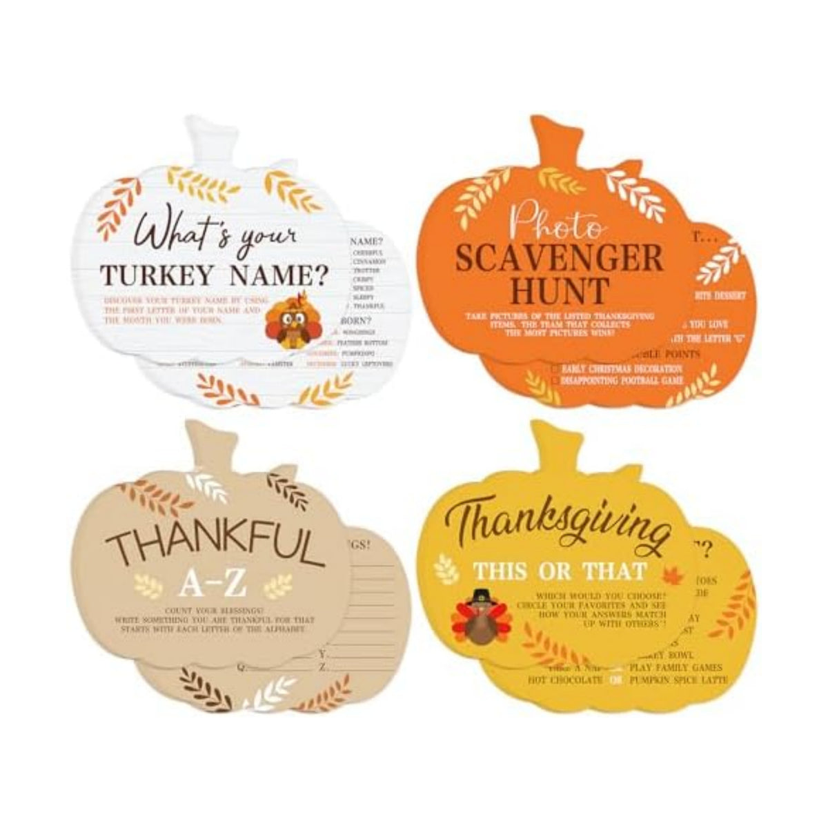 COCHIE Thanksgiving Games for Family Party Adults Office Large Groups, What is Your Turkey Name Games, Autumn Photo Scavenger Hunt Game, Fall This or that Classroom Activities (Pumpkin)