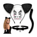 Black Cat Ears Headband, Tail, Choker & Face Stickers Set - Black Cat Costume Outfit Woman Adult Women, Halloween Cosplay Costume Dress Up Party Accessories