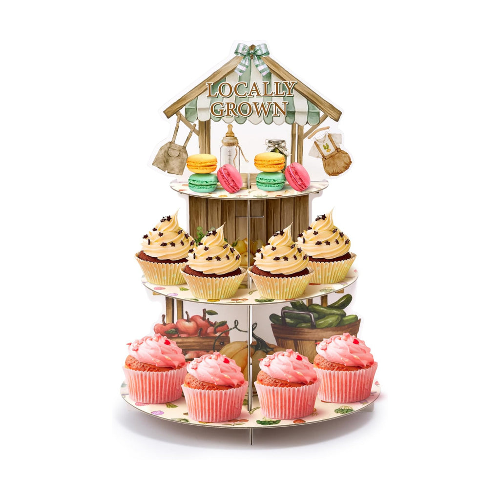 Locally Grown Cupcake Stand - 3 Tiered Baby Shower Party Decoration