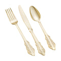 Goodluck 75 Pack Gold Plastic Silverware Set, Heavy Duty Cutlery