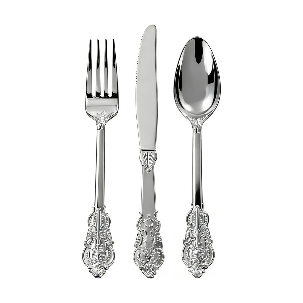 Goodluck 150 Pack Silver Plastic Silverware Set, Heavy Duty Cutlery