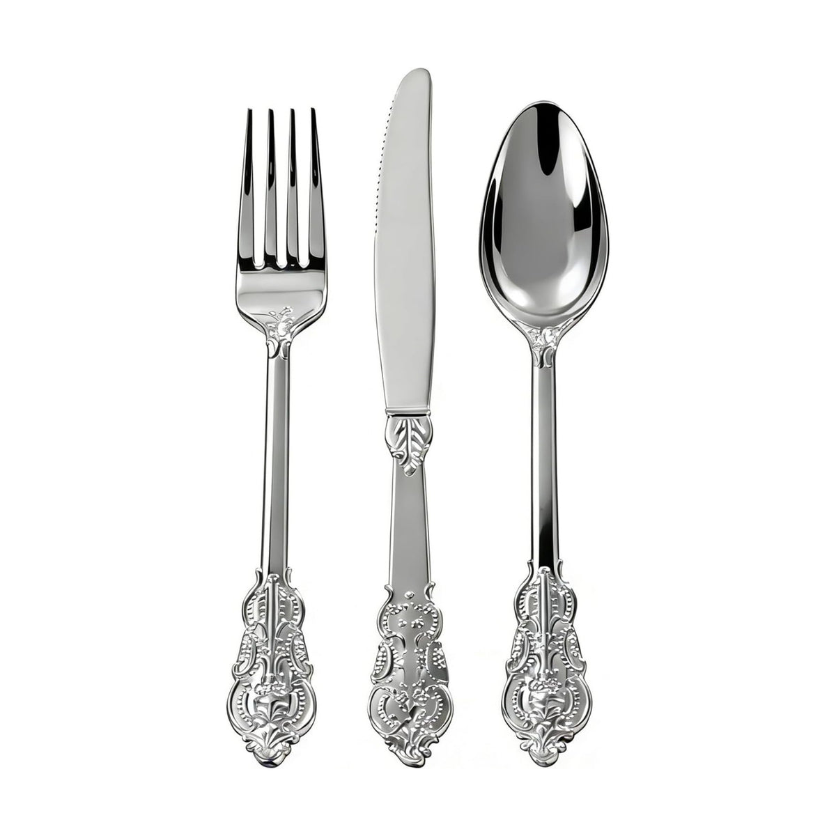 Goodluck 150 Pack Silver Plastic Silverware Set, Heavy Duty Cutlery