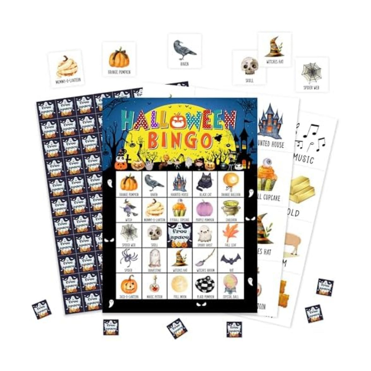 Halloween Bingo Game Cards, Holiday Bingo for Adults, Trick or Treat Game Cards Supplies, Fall Party Decor Favors, Gifts for Friends Family Holiday, (Halloween)