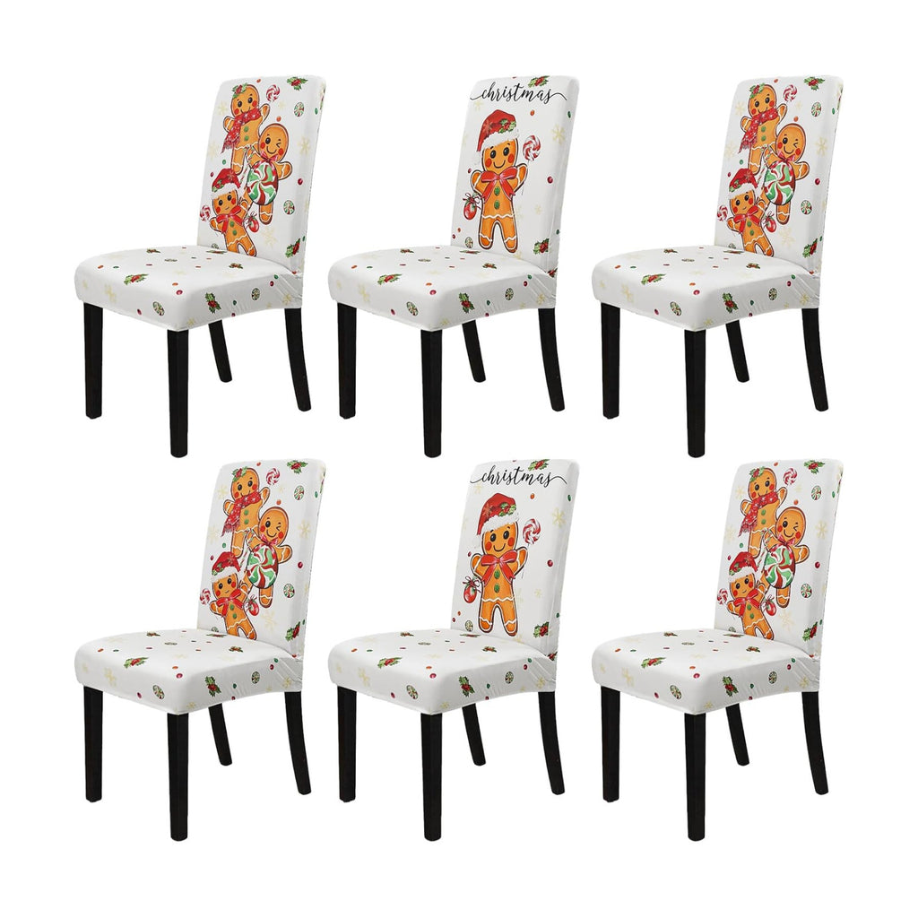 Christmas Chair Covers Set of 6 Gingerbread Winter Parsons Chair Slipcovers