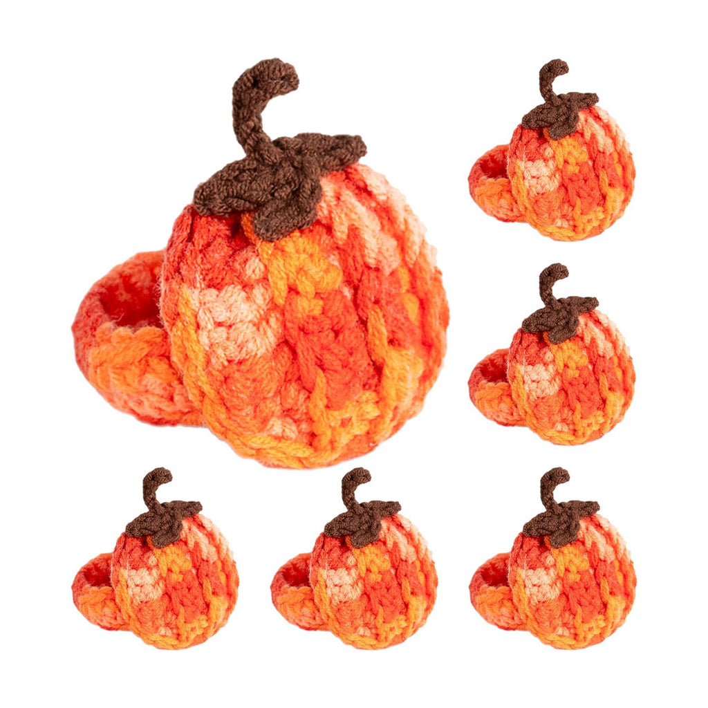 Set of 8 Pumpkin Napkin Rings, Fall Napkin Rings Thanksgiving Halloween Napkin Ring Holder, Handcrafted Crochet Napkin Holders for Thanksgiving Dinner Table Décor (8, Gradient)