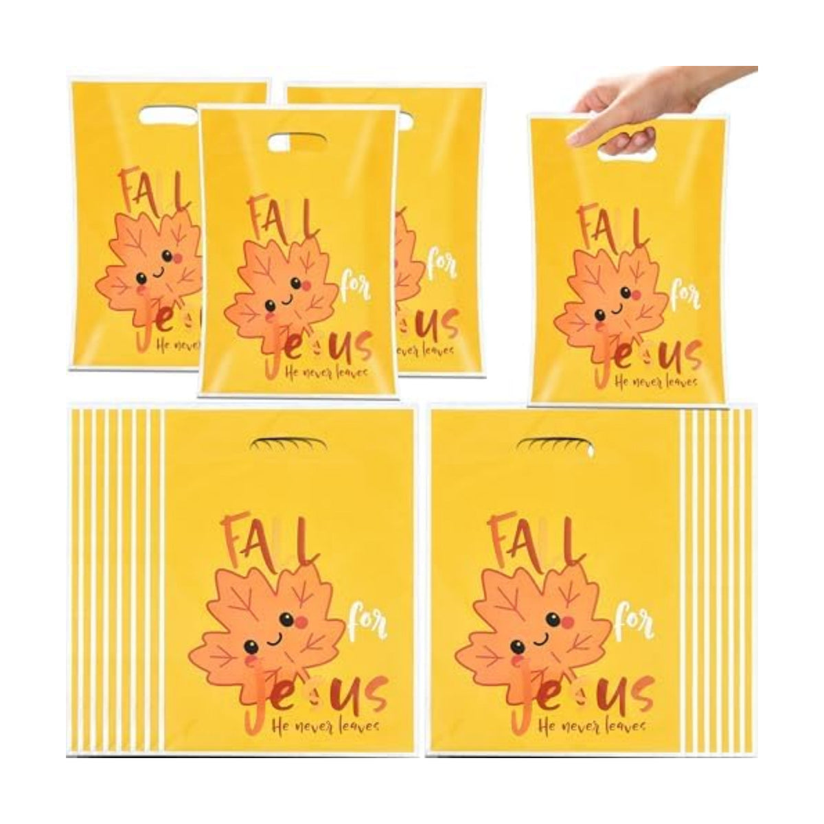 EUVBOKW 100 PCS Fall for Jesus Treat Bags with Handles