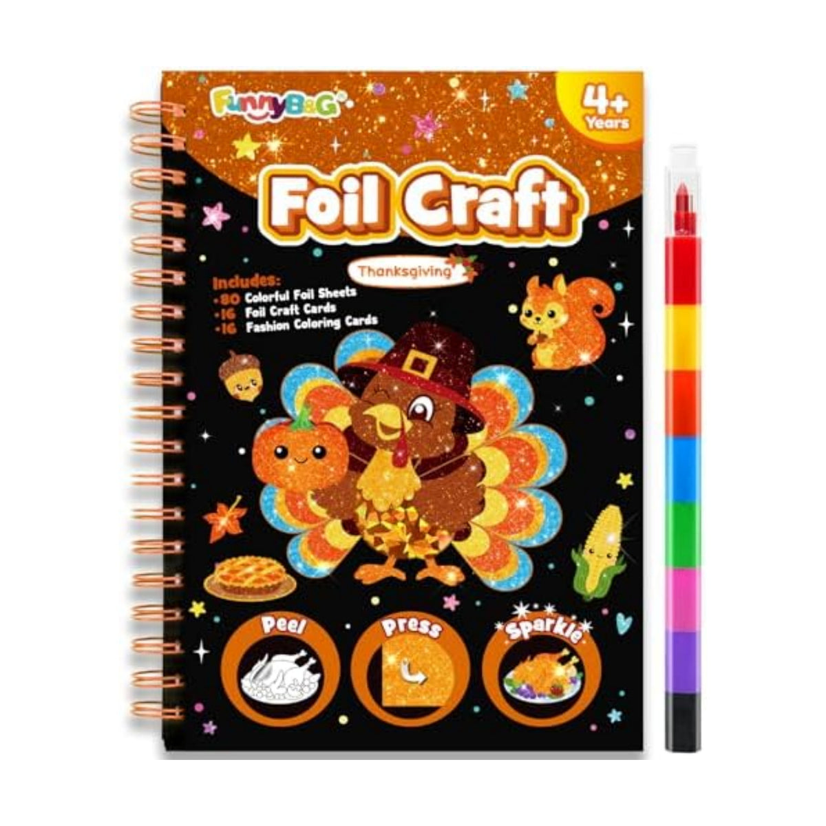 FUNNYB&G Foil Art Craft Kit for Kids, Thankgiving Crafts Gift Toy for Kids