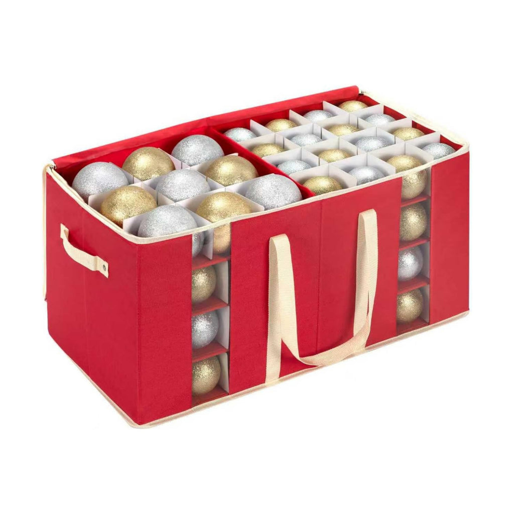 DIMESHY Christmas Ornament Storage Box Holds 128 Holiday Decorations,RED