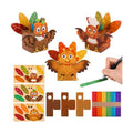 Wehhbtye 24 Set Thanksgiving Turkey Paper Jar Craft, Thankful Turkey DIY Boxes with Wooden Stick, Fall Gratitude Prayer Jar Crafts for Religious Party Supplies Handicraft Art Decoration