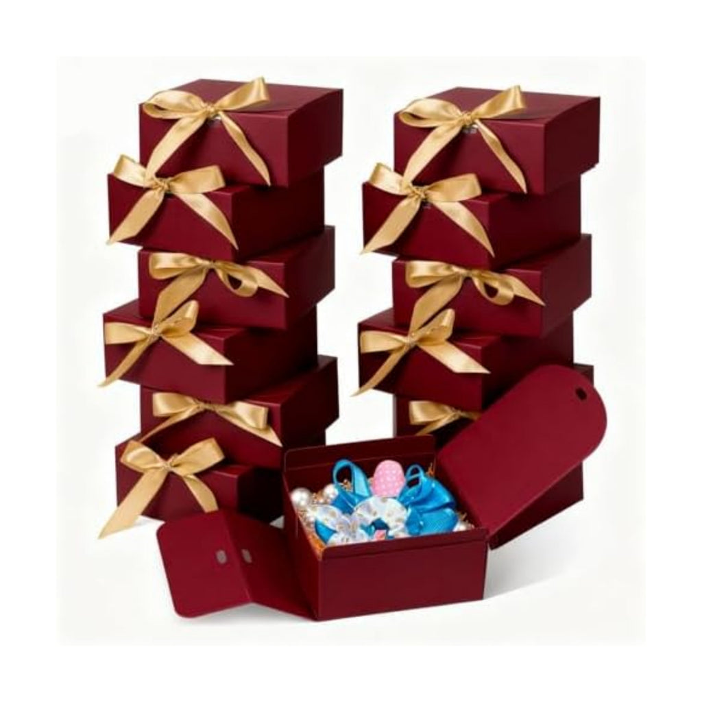 WLUSEAXI 12 Pack Small Gift Boxes with Lids for Presents, Red Gift Boxes