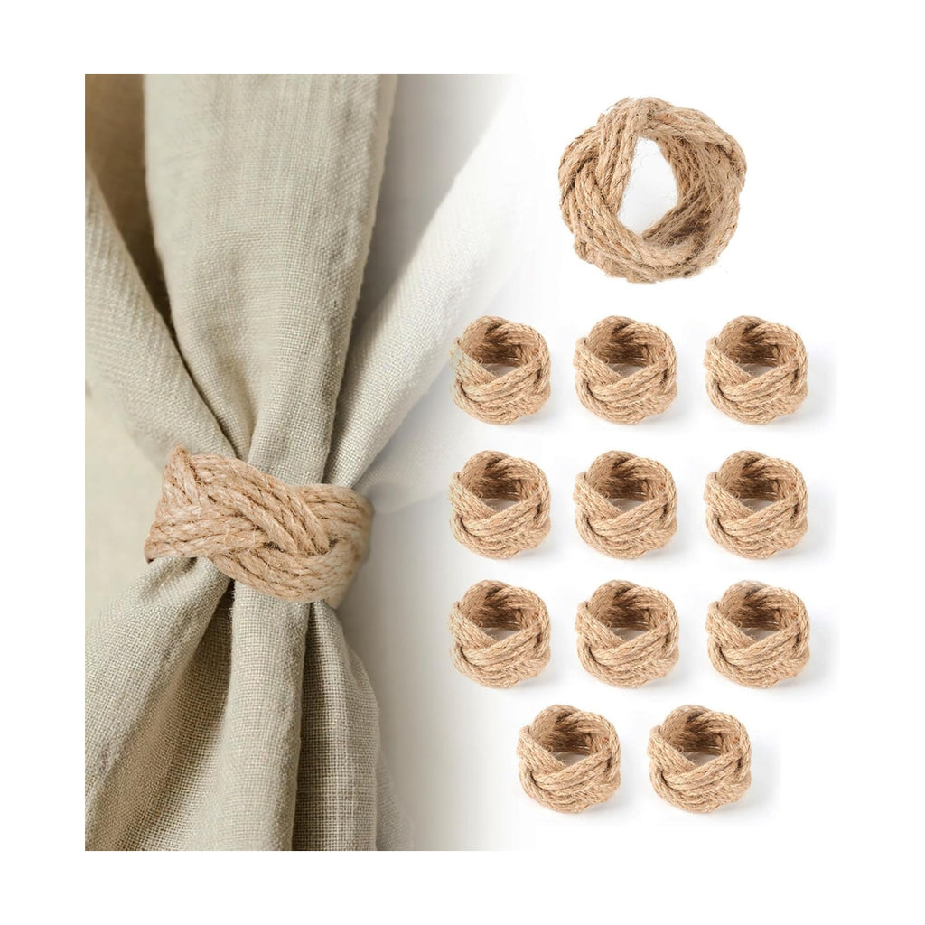 Woven Napkin Rings Set of 48, Mgrlfbl Farmhouse Burlap Napkin Ring